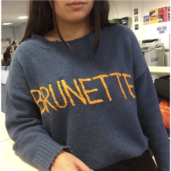 Zara BRUNETTE Spell Out Frayed Raw Oversized Slouchy Sweater BLOGGER FAVORITE M - Picture 7 of 12